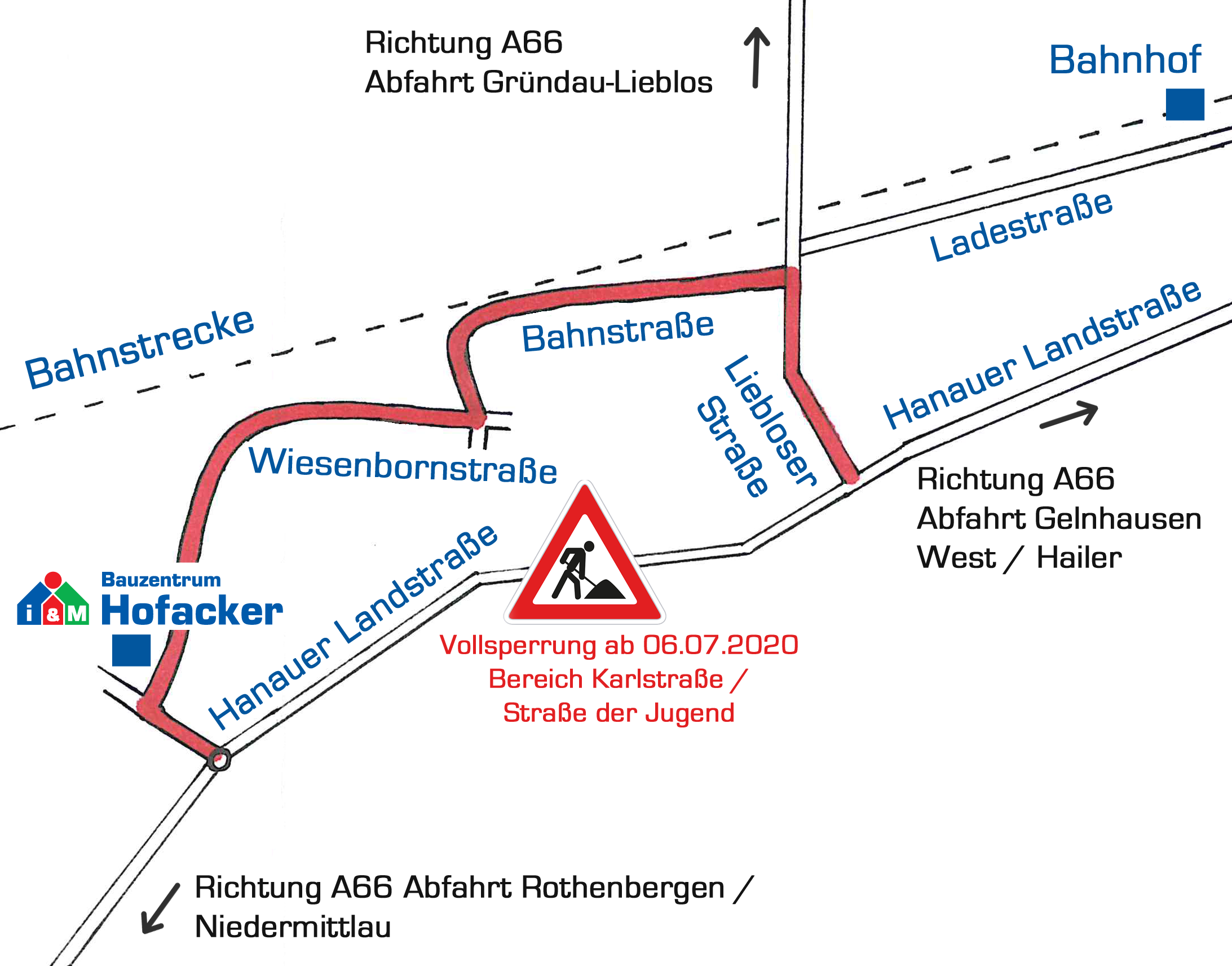 Umleitungsskizze Meerholz Hofacker